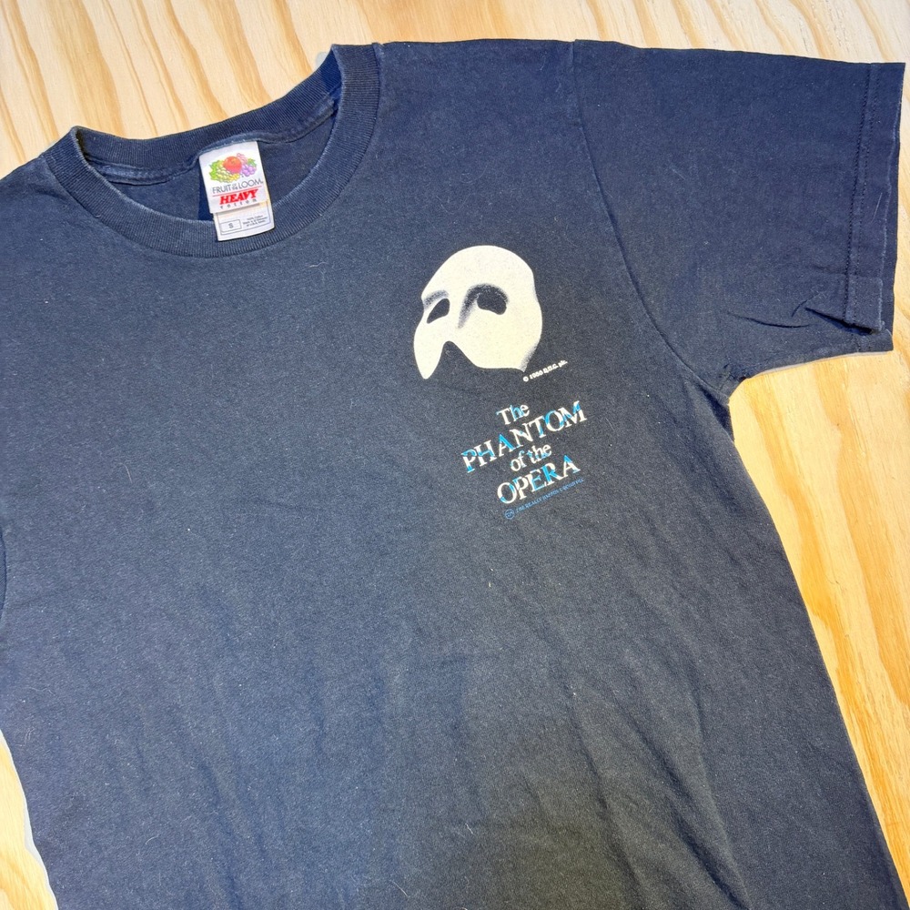 Fruit of the Loom Phantom of the Opera Mask Graphic T-Shirt Small Black Vintage